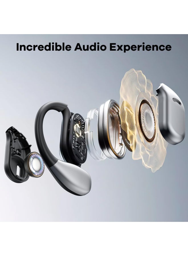 Bukela Open Ear Headphones Wireless Bluetooth 5.49, 60 hrs Play 8D Sound Earphone Sport Earbuds with LED Display Over-Ear Buds with Ear Hooks Built-in Mic Headset for Sport Running Workout Driving (Black) - Image 4